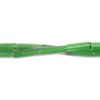 Cat's Eye Fiber Optic Glass Oval, Rice & Tube Beads - Green - Tube - 4x13mm - 16-inch | SKU 97326 - unbranded beads for jewelry making