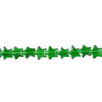 Cat's Eye Fiber Optic Glass Star Beads - Light Emerald Star - 7x7mm - 16-inch - unbranded beads for jewelry making
