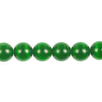 Cat's Eye Fiber Optic Glass Coin & Round Beads - Green - Round - 10mm - 16-inch | SKU 97329 - unbranded beads for jewelry making