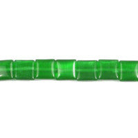 Cat's Eye Fiber Optic Glass Cube, Square & Rectangle Beads - Green - Square - 8x8mm - 16-inch | SKU 97337 - unbranded beads for jewelry making