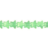 Cat's Eye Fiber Optic Glass Star Beads - Green - Star - 9x9mm - 16-inch | SKU 97348 - unbranded beads for jewelry making