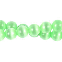 Cat's Eye Fiber Optic Glass Coin & Round Beads - Green - Round - 10mm - 16-inch | SKU 97350 - unbranded beads for jewelry making