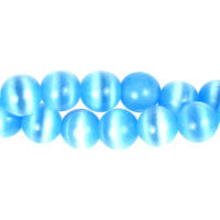Cat's Eye Fiber Optic Glass Coin & Round Beads - Blue - Round - 10mm - 16-inch | SKU 97363 - unbranded beads for jewelry making
