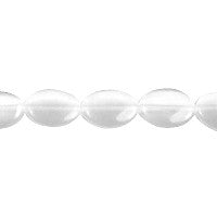 Cat's Eye Fiber Optic Glass Oval, Rice & Tube Beads - White - Oval - 8x10mm - 16-inch - unbranded beads for jewelry making
