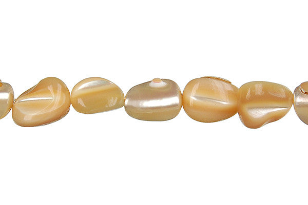 Shell MOP Beads - Shell (Natural MOP) Tooth Nugget - 10x12mm - 16-inch - unbranded beads for jewelry making