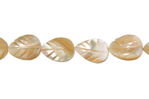 Shell MOP Beads - Shell (Natural MOP) Leaf - 13x18mm - 16-inch - unbranded beads for jewelry making