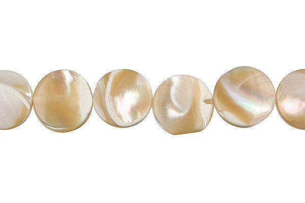 Shell MOP Beads - Shell (Natural MOP) Coin - 12x12mm - 16-inch - unbranded beads for jewelry making
