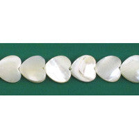 Shell MOP Beads - Shell (Silver MOP) Flat Heart - 10x10mm - 16-inch - unbranded beads for jewelry making