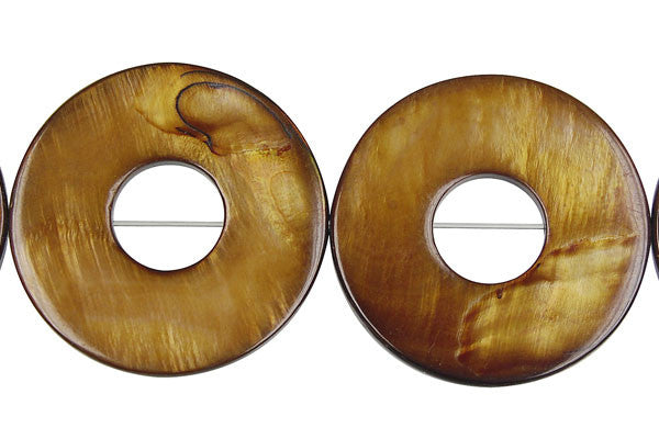 Shell MOP Beads - Shell (Golden MOP) Donut Pie - 30x30mm - 16-inch - unbranded beads for jewelry making