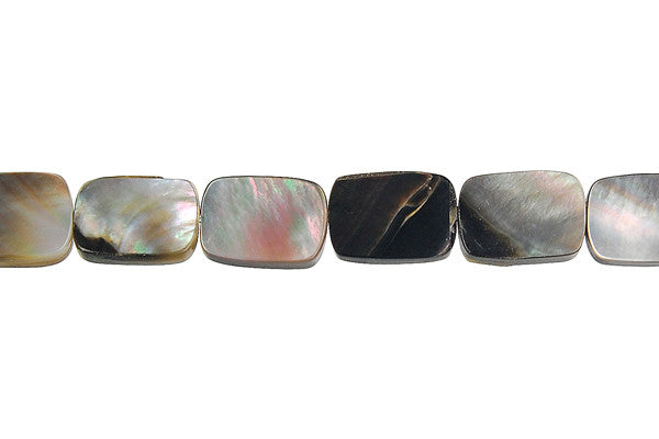 Shell MOP Beads - Shell (Black MOP) Flat Rectangle - 8x12mm - 16-inch - unbranded beads for jewelry making