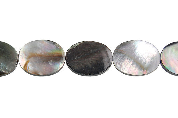 Shell MOP Beads - Shell (Black MOP) Flat Oval - 12x16mm - 16-inch - unbranded beads for jewelry making