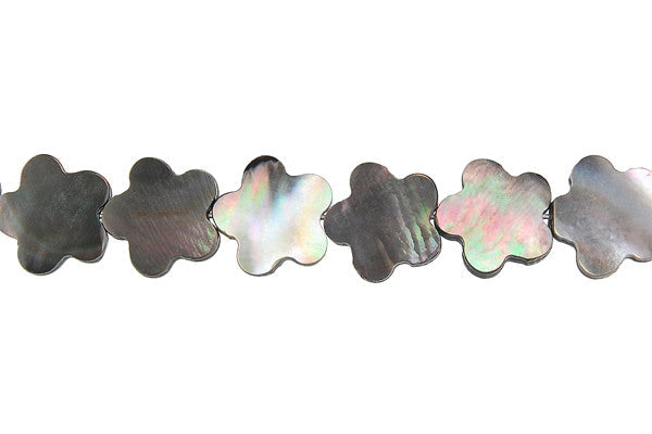 Shell MOP Beads - Shell (Black MOP) Flat Flower - 11x11mm - 16-inch - unbranded beads for jewelry making