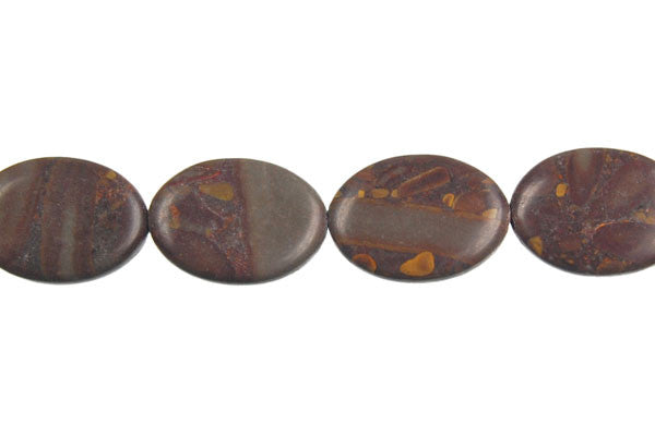 Golden Jasper Beads - Flat Oval - 10x14mm - 16-inch - unbranded beads for jewelry making