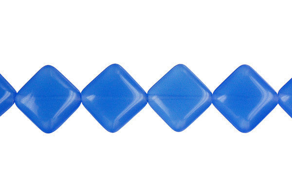 Blue Quartz Glass Beads - Puffy Square - 12x12mm - 16-inch - unbranded beads for jewelry making