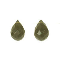 Green Smoky Quartz Glass Beads - Faceted Briolette - 10x14mm - 16-inch - unbranded beads for jewelry making