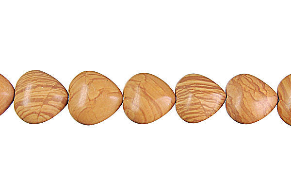 Wood Jasper Beads - Heart - 12x12mm - 16-inch - unbranded beads for jewelry making