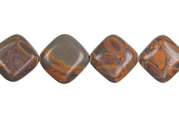 Golden Jasper Beads - Puffy Square - 12x12mm - 16-inch - unbranded beads for jewelry making