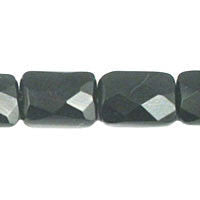 Black Quartz Glass Beads - Faceted Rectangle - 15x20mm - 16-inch - unbranded beads for jewelry making