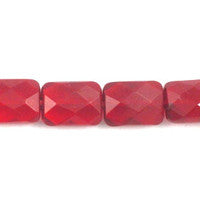 Ruby Quartz Glass Beads - Faceted Rectangle - 12x16mm - 16-inch - unbranded beads for jewelry making
