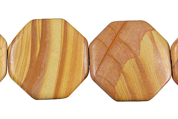 Wood Jasper Beads - Octagon - 30mm - 16-inch - unbranded beads for jewelry making