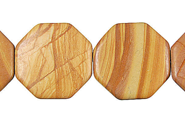 Wood Jasper Beads - Octagon - 25mm - 16-inch - unbranded beads for jewelry making