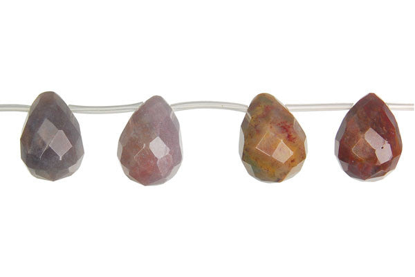 Fancy Jasper Beads - Faceted Briolette - 13x18mm - 16-inch - unbranded beads for jewelry making