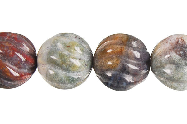 Fancy Jasper Beads - Carved Wave (Round) - 16mm - 16-inch - unbranded beads for jewelry making