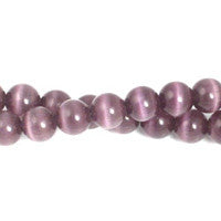 Cat's Eye Fiber Optic Glass Coin & Round Beads - Purple - Round - 10mm - 16-inch - unbranded beads for jewelry making