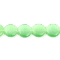 Cat's Eye Fiber Optic Glass Coin & Round Beads - Mint Coin - 12x12mm - 16-inch - unbranded beads for jewelry making