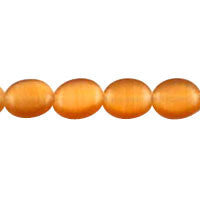 Cat's Eye Fiber Optic Glass Oval, Rice & Tube Beads - Orange - Oval - 8x10mm - 16-inch - unbranded beads for jewelry making