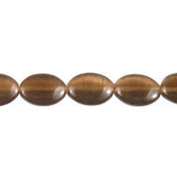Cat's Eye Fiber Optic Glass Oval, Rice & Tube Beads - Brown - Oval - 10x14mm - 16-inch - unbranded beads for jewelry making