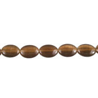Cat's Eye Fiber Optic Glass Oval, Rice & Tube Beads - Dark Brown Flat Oval - 8x10mm - 16-inch - unbranded beads for jewelry making