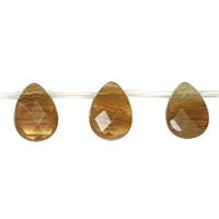 Coffee Quartz Glass Beads - Faceted Flat Briolette - 6x9mm - 16-inch - unbranded beads for jewelry making