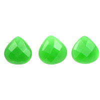 Green Jade Quartz Glass Beads - Faceted Flat Heart Briolette - 15x15mm - 16-inch - unbranded beads for jewelry making
