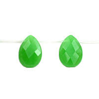 Green Jade Quartz Glass Beads - Faceted Flat Briolette - 6x9mm - 16-inch - unbranded beads for jewelry making