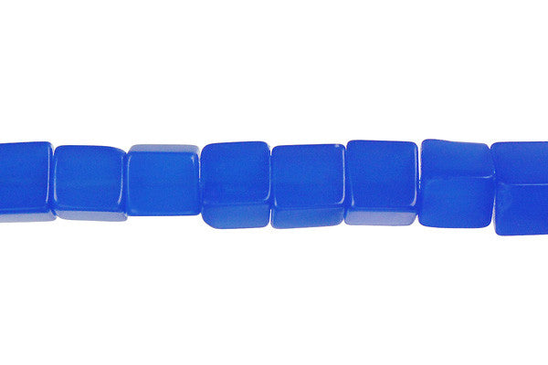 Blue Quartz Glass Beads - Cube - 8x8mm - 16-inch - unbranded beads for jewelry making