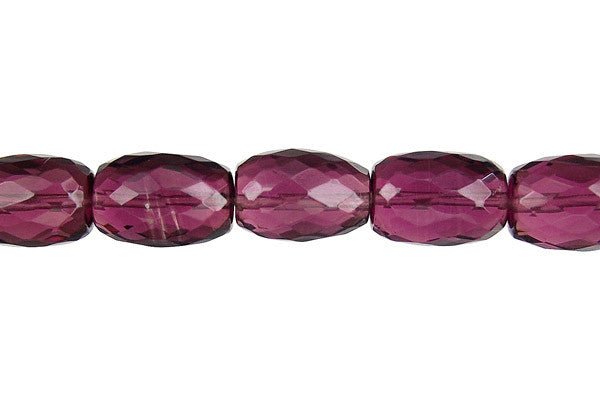 Amethyst Quartz Glass Beads - Faceted Drum - 10x14mm - 16-inch - unbranded beads for jewelry making