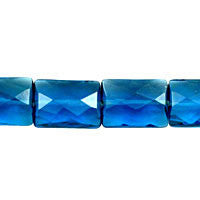 London Blue Quartz Glass Beads - Faceted Rectangle - 13x18mm - 16-inch - unbranded beads for jewelry making