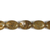 Coffee Quartz Glass Beads - Flat Oval - 10x14mm - 16-inch - unbranded beads for jewelry making