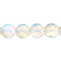 Opalite Beads - Quartz Faceted Coin - 12x12mm - 16-inch - unbranded beads for jewelry making