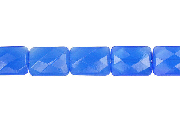 Blue Quartz Glass Beads - Faceted Rectangle - 10x14mm - 16-inch - unbranded beads for jewelry making