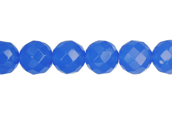 Blue Quartz Glass Beads - Faceted Round - 12mm - 16-inch - unbranded beads for jewelry making