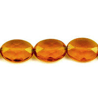 Amber Quartz Glass Beads - Faceted Flat Oval - 10x14mm - 16-inch - unbranded beads for jewelry making