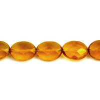 Amber Quartz Glass Beads - Faceted Flat Oval - 8x12mm - 16-inch - unbranded beads for jewelry making