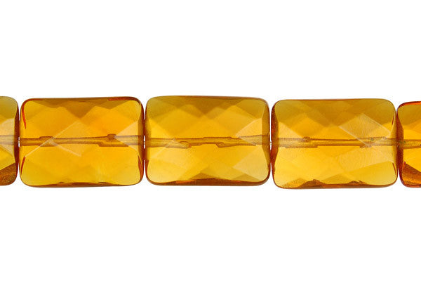 Amber Quartz Glass Beads - Faceted Rectangle - 13x18mm - 16-inch - unbranded beads for jewelry making