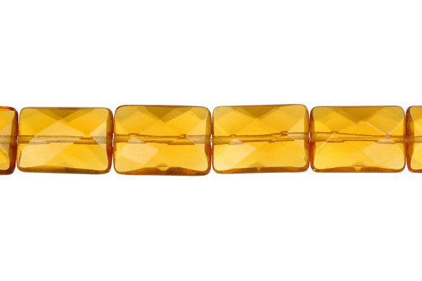 Amber Quartz Glass Beads - Faceted Rectangle - 10x14mm - 16-inch - unbranded beads for jewelry making