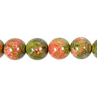 Unakite Beads - Brazil) Round - 6mm - 16-inch - unbranded beads for jewelry making