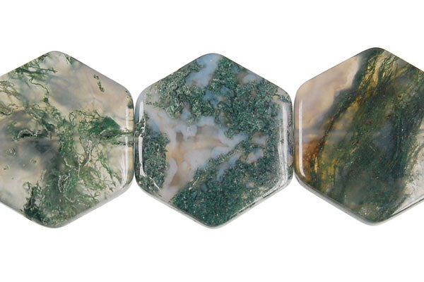 Moss Agate Beads - Octagon - 20mm - 16-inch - unbranded beads for jewelry making