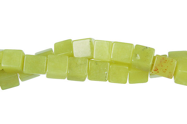 Olive Jade Beads - Light) Cube - 6x6mm - 16-inch - unbranded beads for jewelry making