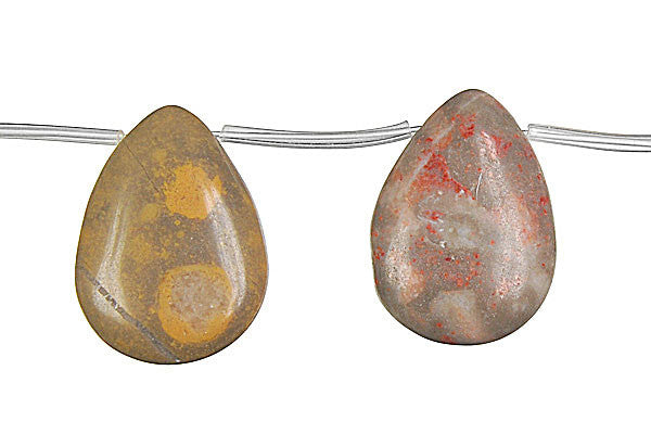 Sunset Jasper Beads - Flat Briolette - 18x25mm - 16-inch - unbranded beads for jewelry making